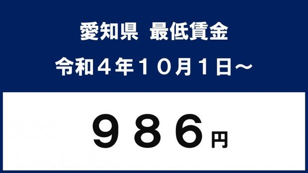 １０月１日から最低賃金が時間額９８６円に！ | 愛知県知多郡【阿久比 